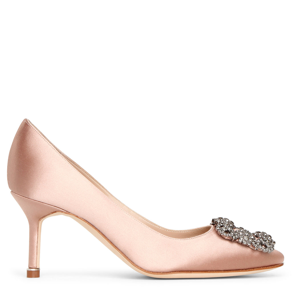 Manolo Blahnik | Hangisi 70 beige rose satin pumps | Savannahs