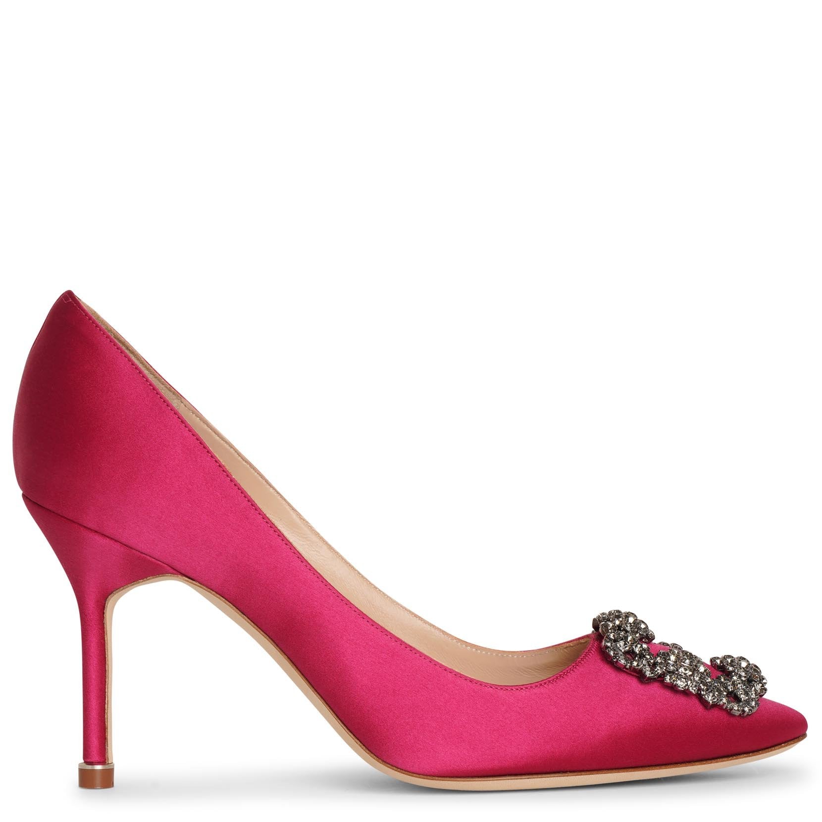 パンプス MANOLO BLAHNIK 25SS Hangisi 70 Pumps Heel 9XX 0316 0053 BLCK HANGISI 70 | Black Satin Jewel Buckle Pumps | Manolo Blahnik