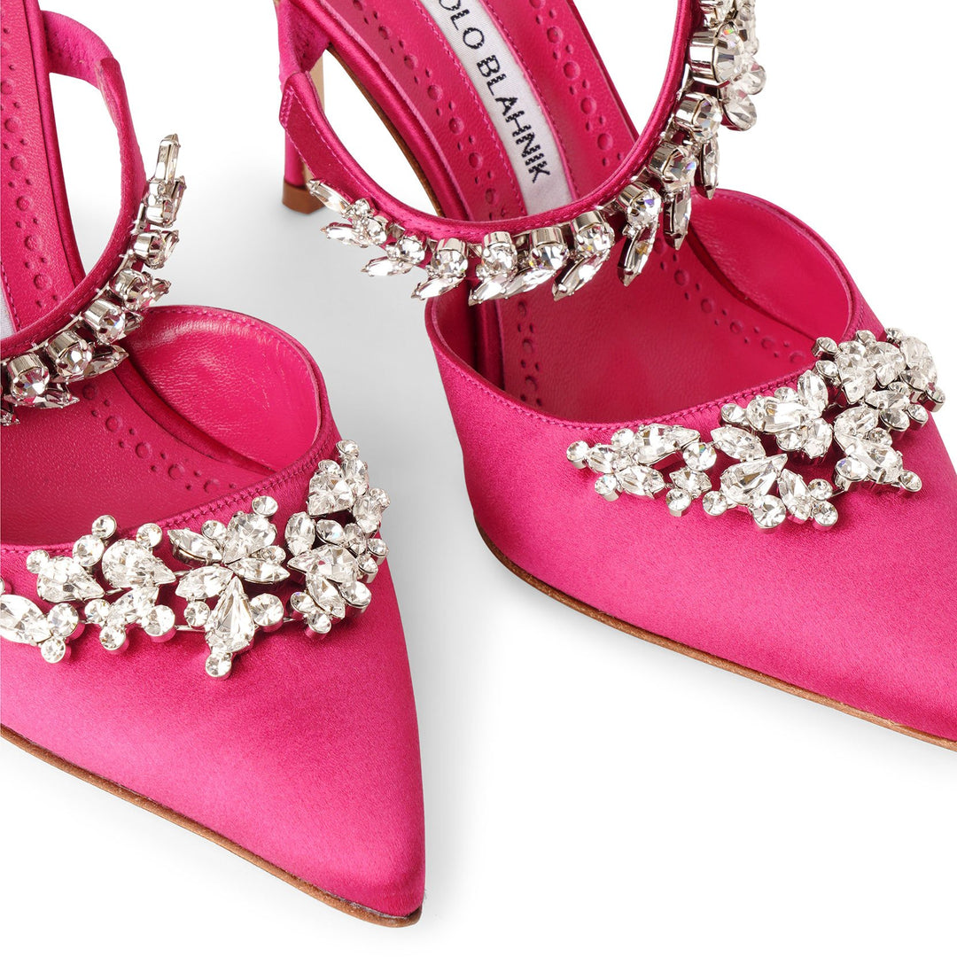 Manolo Blahnik | Lurum 90 pink satin pumps | Savannahs