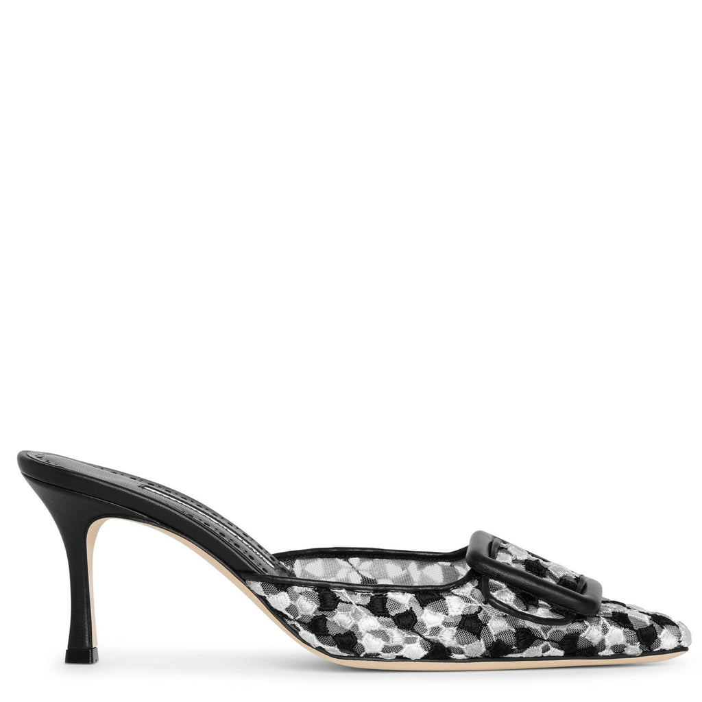 Manolo Blahnik | Maysale lace 70 black mule pumps | Savannahs