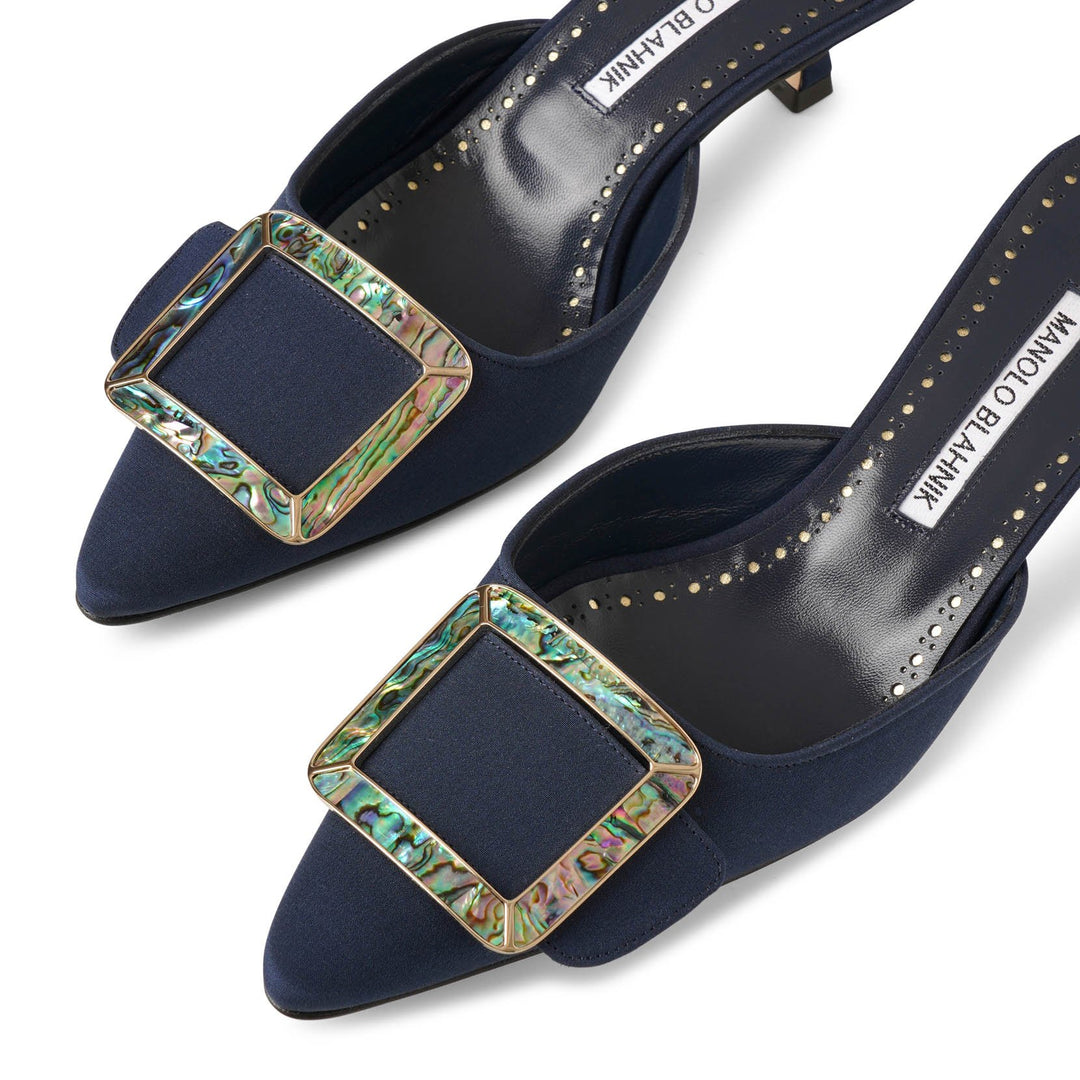 Manolo Blahnik | Maysale pearl 50 navy mules | Savannahs