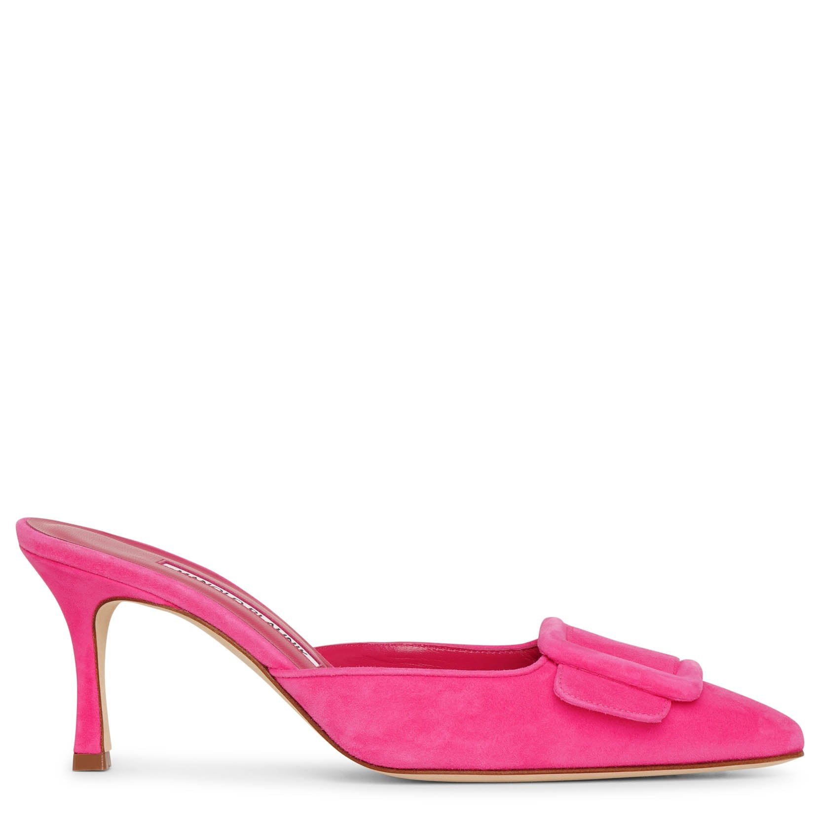 Manolo Blahnik | Maysale 70 pink suede mule pumps | Savannahs