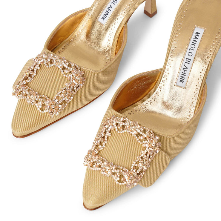 Maysale 70 crystal gold mules