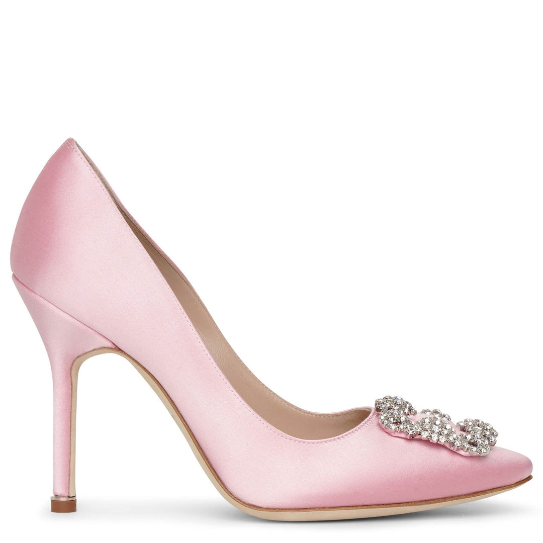 Manolo Blahnik ピンク フリル付きパンプス MANOLO BLAHNIK マノロブラニク パンプス HANGISI OPAL SATIN