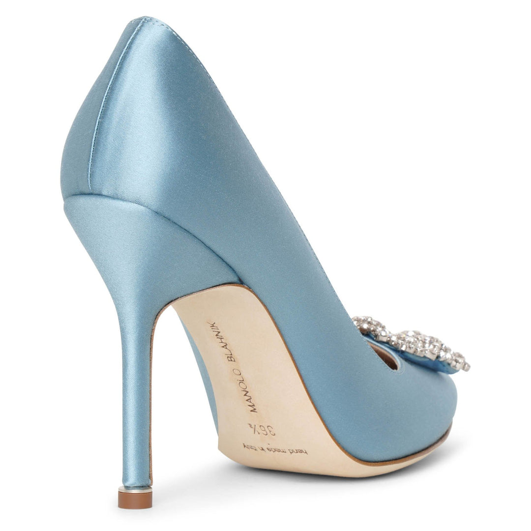 Manolo Blahnik | Hangisi 105 light blue satin pumps | Savannahs