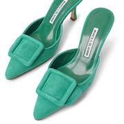 Maysale 70 green suede mules