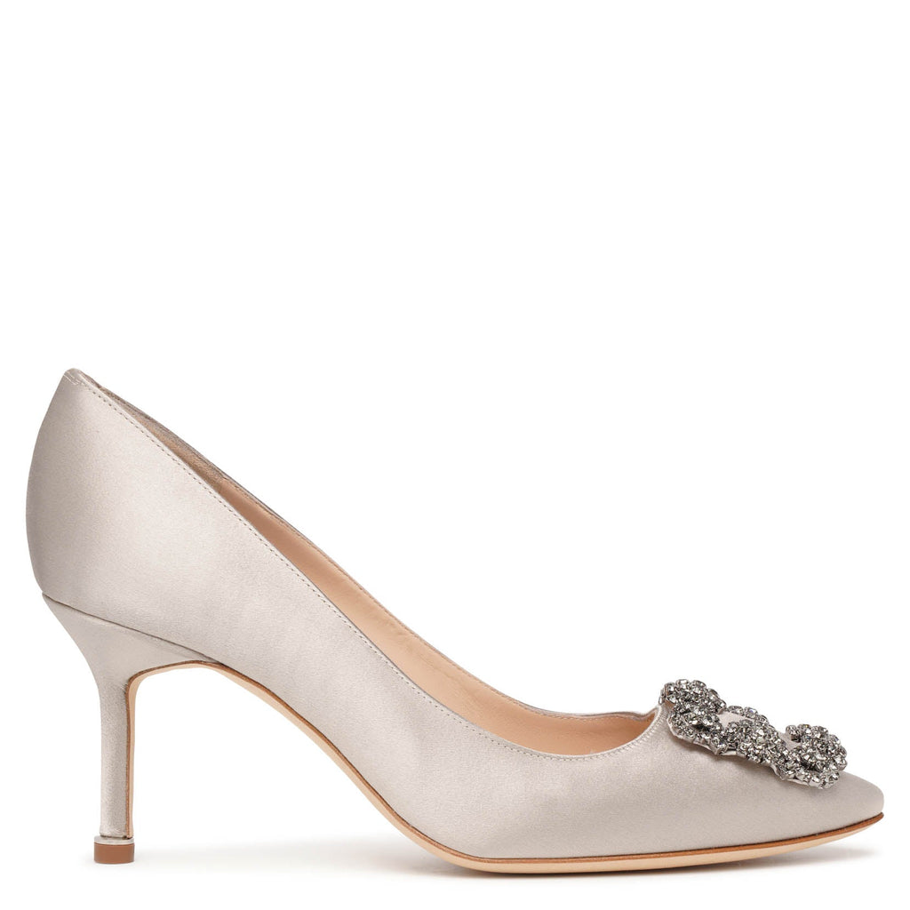 Manolo Blahnik グレー ハイヒール 美品 23cm MANOLO BLAHNIK Hangisi Dark Grey 105 Satin Jewel Buckle Pumps 40.5