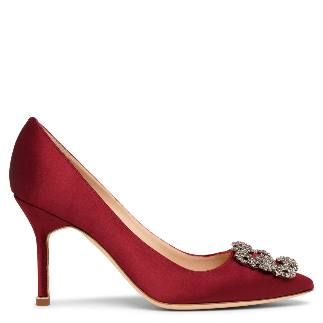 Hangisi 90 dark red satin pumps