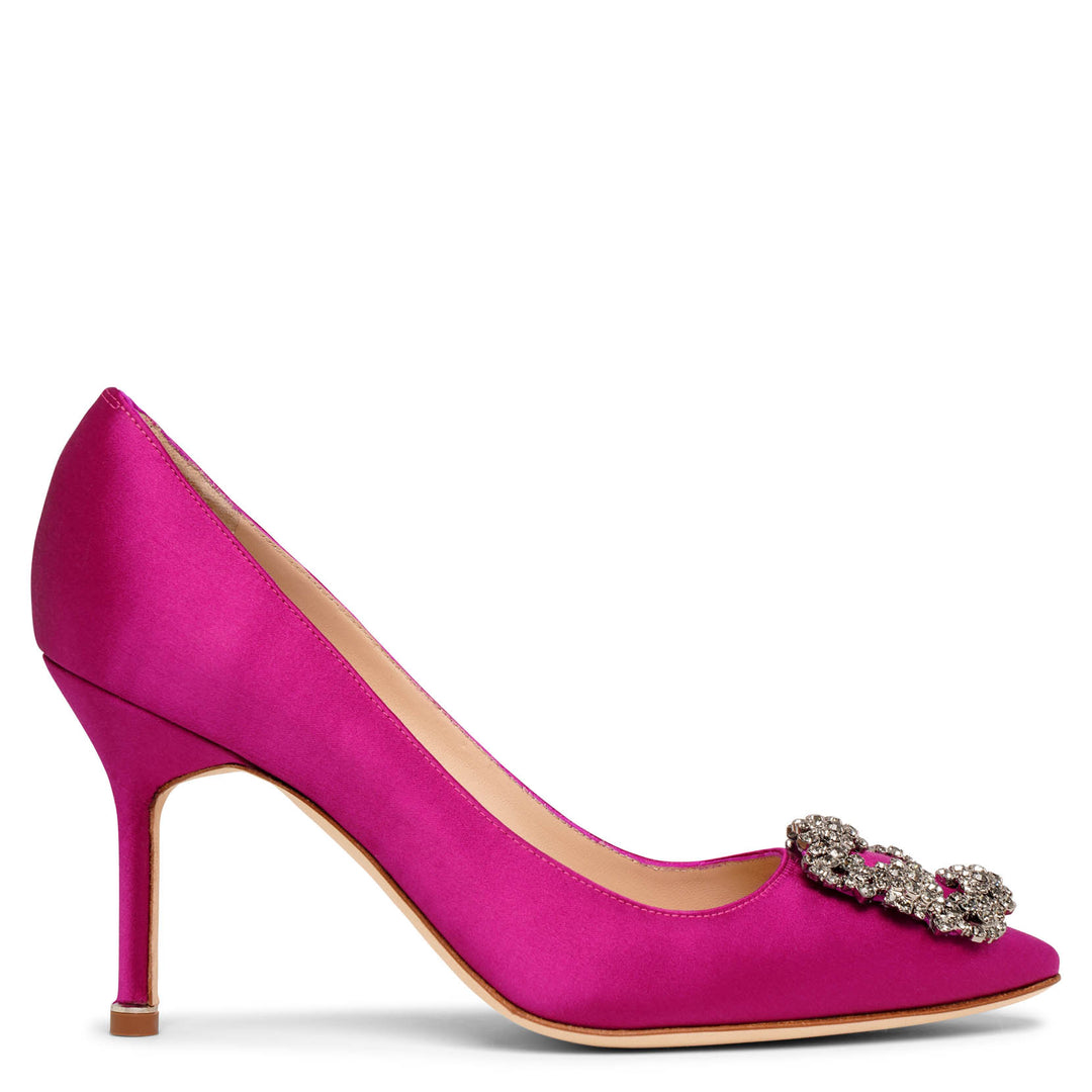 Manolo Blahnik | Hangisi 90 dark fuchsia satin pumps | Savannahs