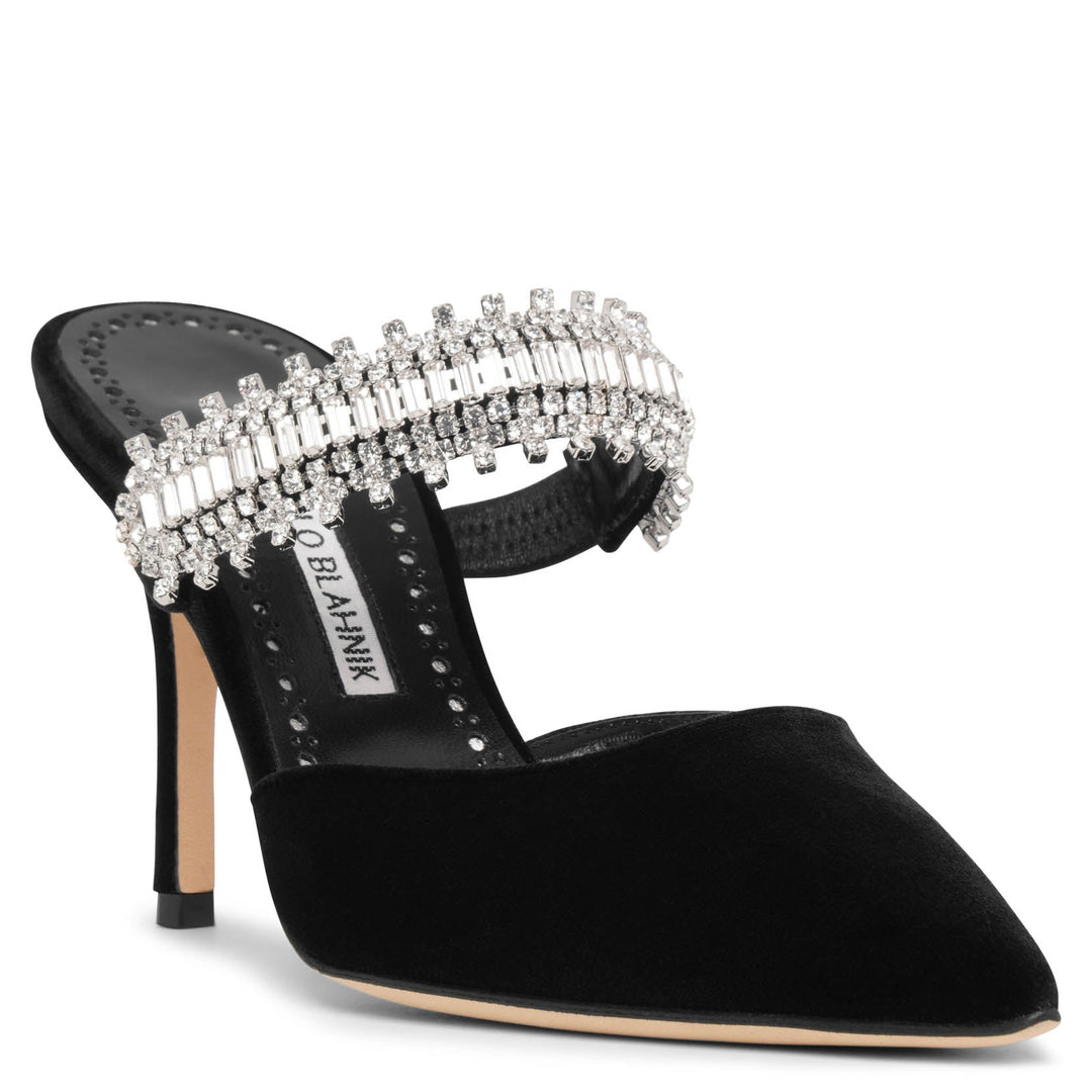 Manolo Blahnik Black Satin Butterfly D'Orsay High Heel Pumps