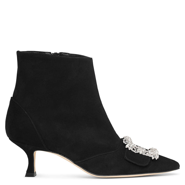 Manolo Blahnik | Baylow 50 black suede crystal boots | Savannahs