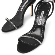 Crinastra 105 black satin sandals