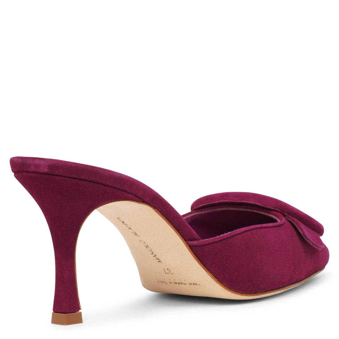 Manolo Blahnik | Maysale 70 dark magenta suede mules | Savannahs