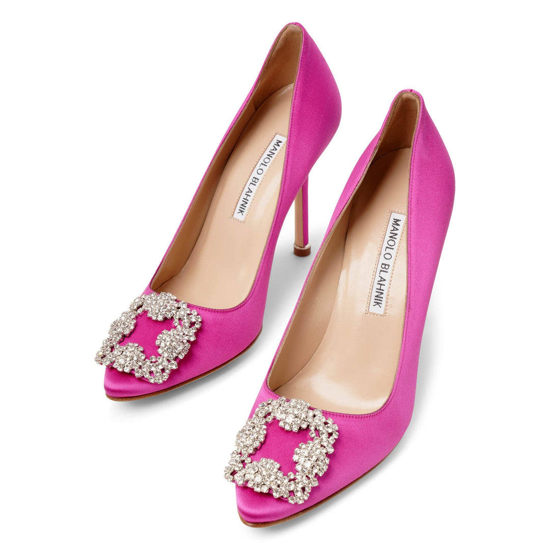 Manolo Blahnik | Hangisi 105 pink satin pumps | Savannahs