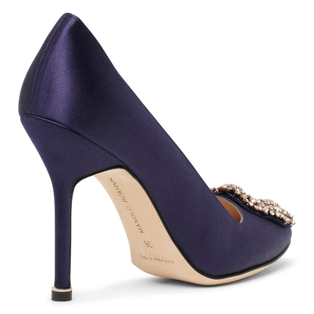 Manolo Blahnik | Hangisi 105 navy satin pumps | Savannahs