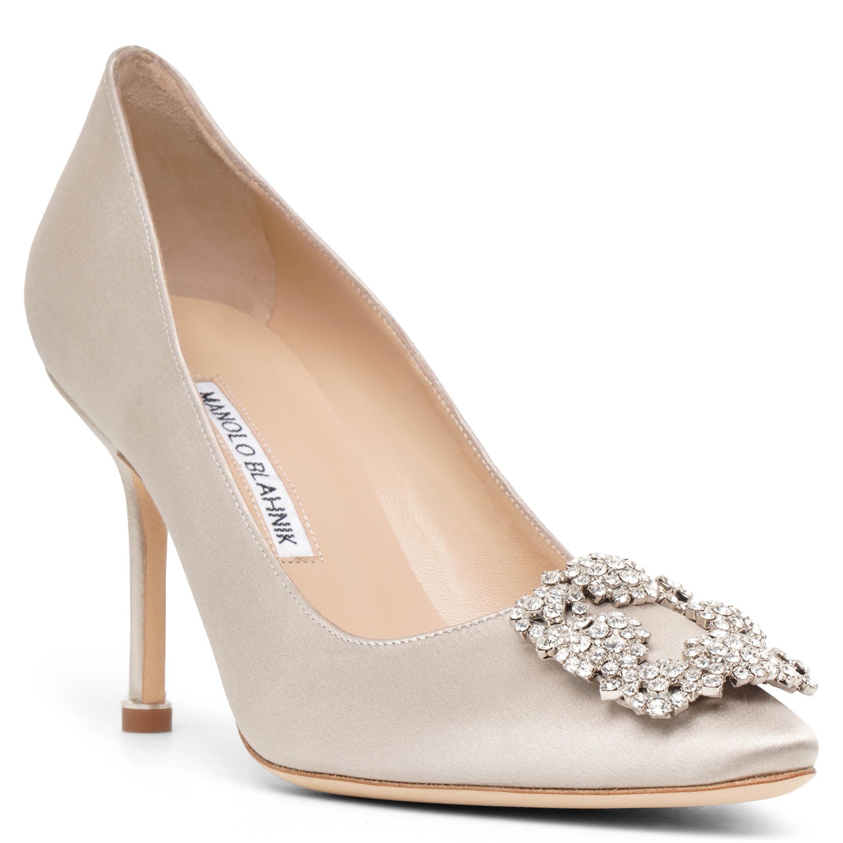 Hangisi 90 light grey satin pumps