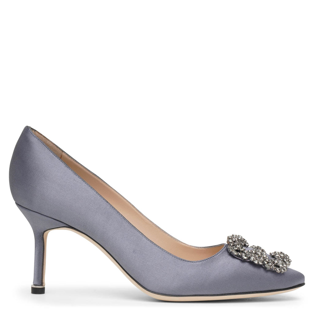 Manolo Blahnik | Hangisi 70 grey satin pumps | Savannahs