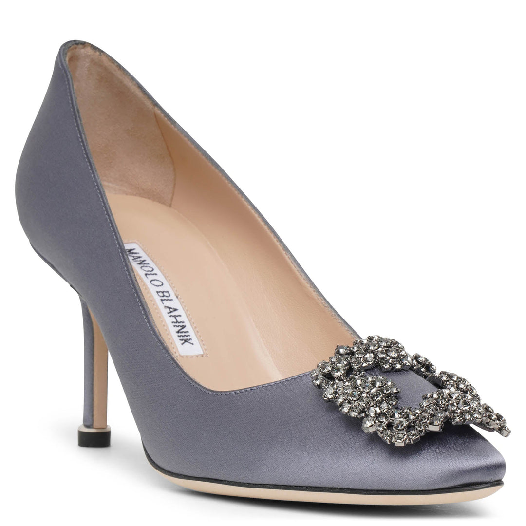 Manolo Blahnik | Hangisi 70 grey satin pumps | Savannahs