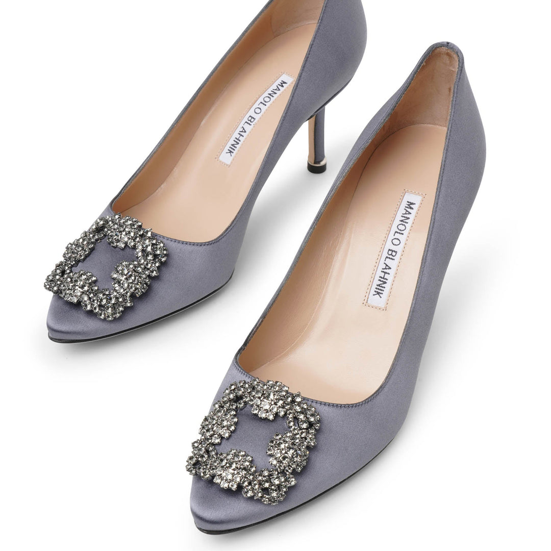 Grey satin pumps best sale