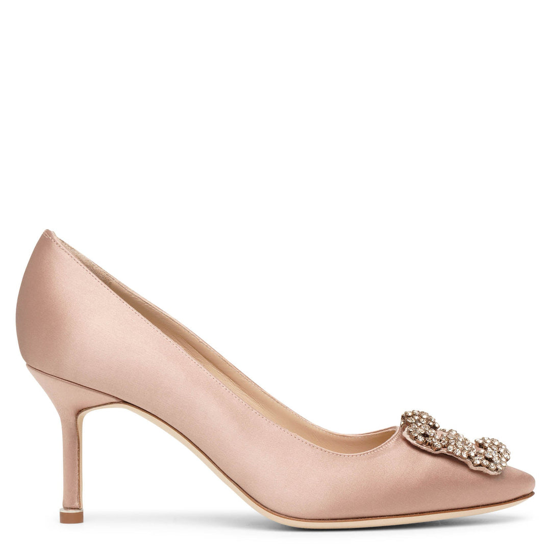 【Manolo Blahnik】HANGISI Satin Pumps HANGISI RED 70 | Red Satin Jewel Buckle Pumps | Manolo Blahnik