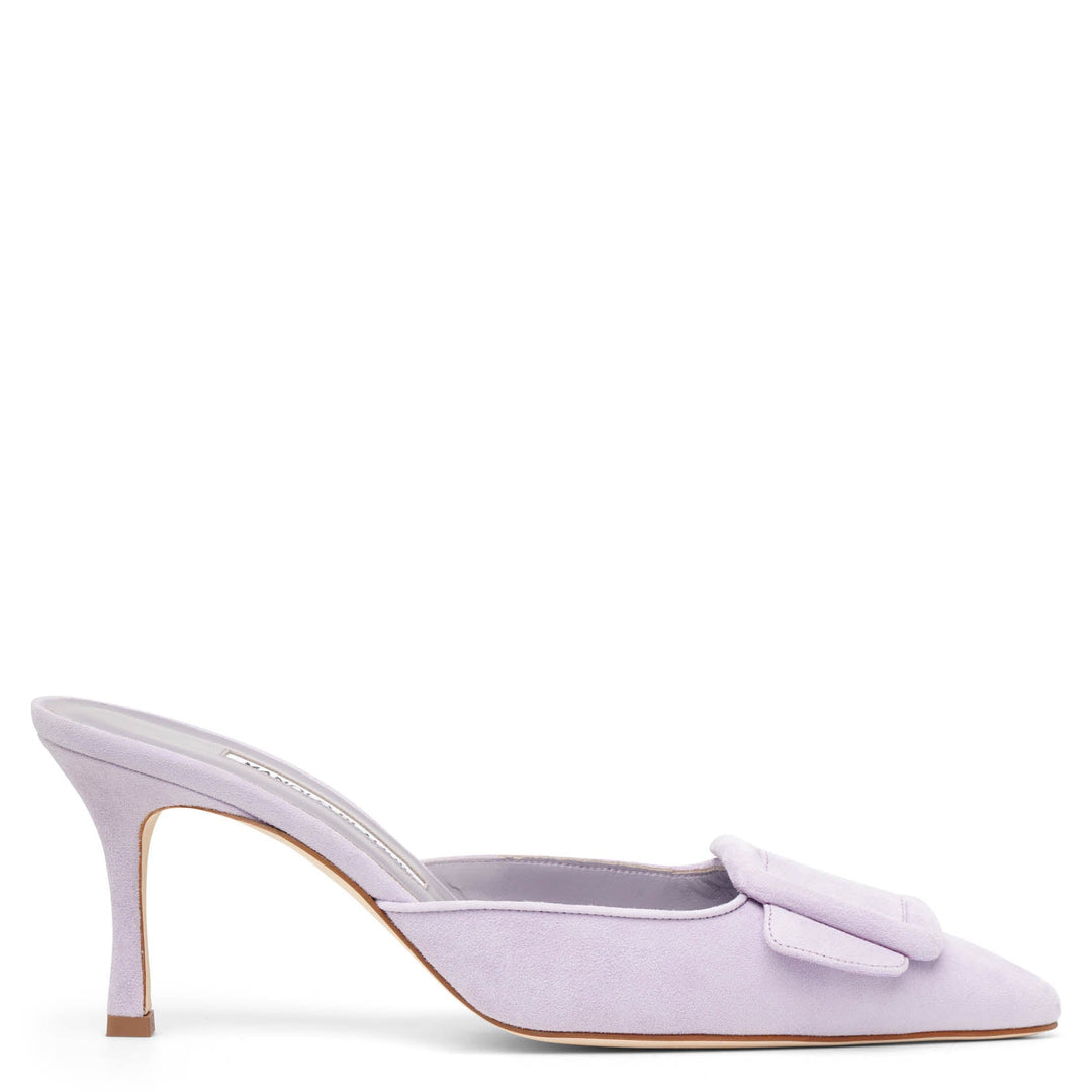 靴 MANOLO BLAHNIK MAYSALE MAYSALE | Beige Suede Kitten Heel Mules | Manolo Blahnik
