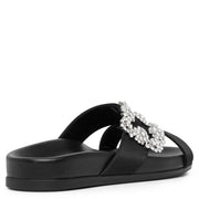Chilanghi black satin flat sandals