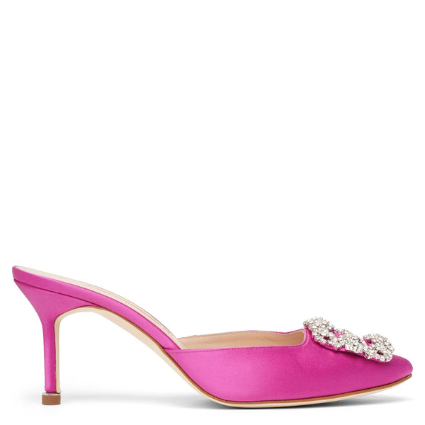 サンダル・ミュール Manolo Blahnik Skin pink satin Pesan mules MANOLO BLAHNIK Laalita Crystal Satin Mules - Runway Catalog