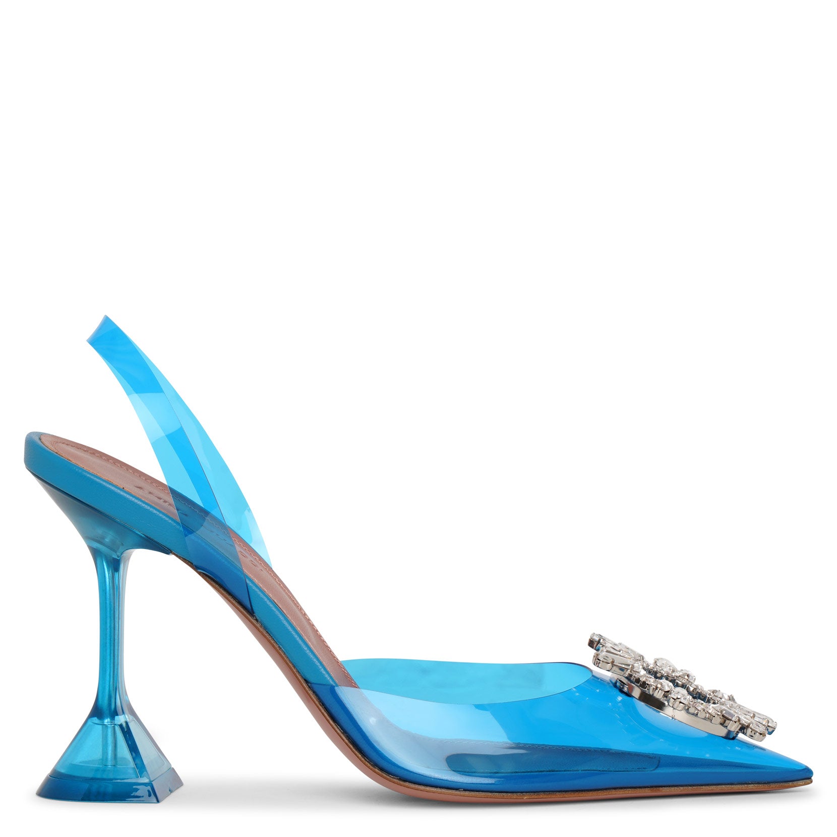 美品✨ AMINA MUADDI クリスタル PVC ミュール 37 ブラック Amina Muaddi Ami Glass 95mm sculpted-heel Pumps | Black