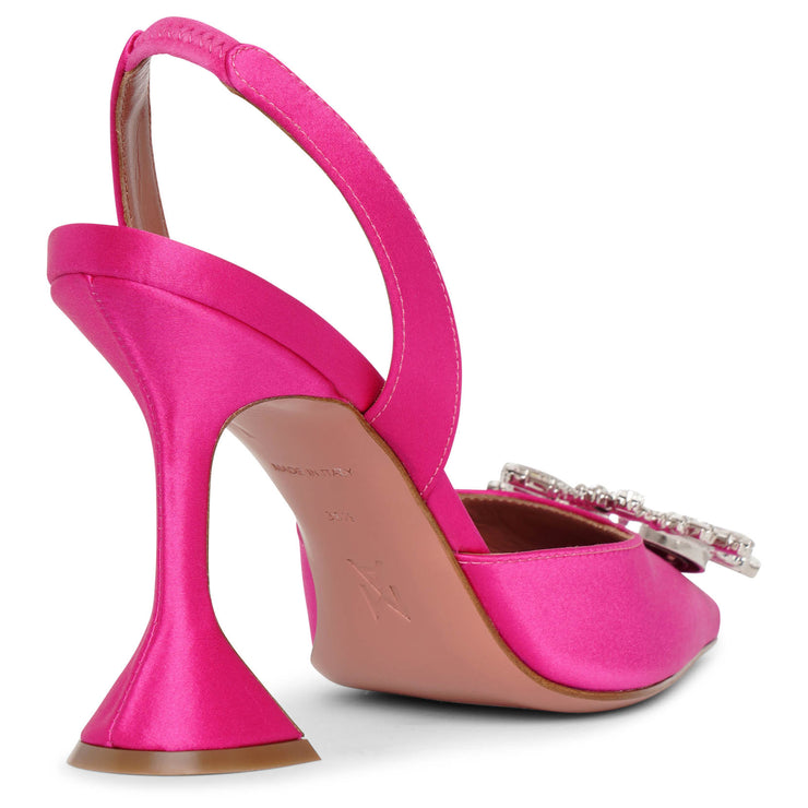 Begum sling crystal embellished pink satin pumps