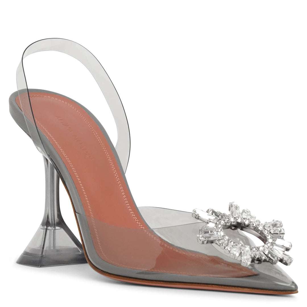 美品✨ AMINA MUADDI クリスタル PVC ミュール 37 ブラック Amina Muaddi | Begum sling crystal embellished pvc pumps