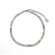 Tennis anklet candy rainbow and silver