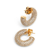 Cameron hoop mini white and gold crystal earrings