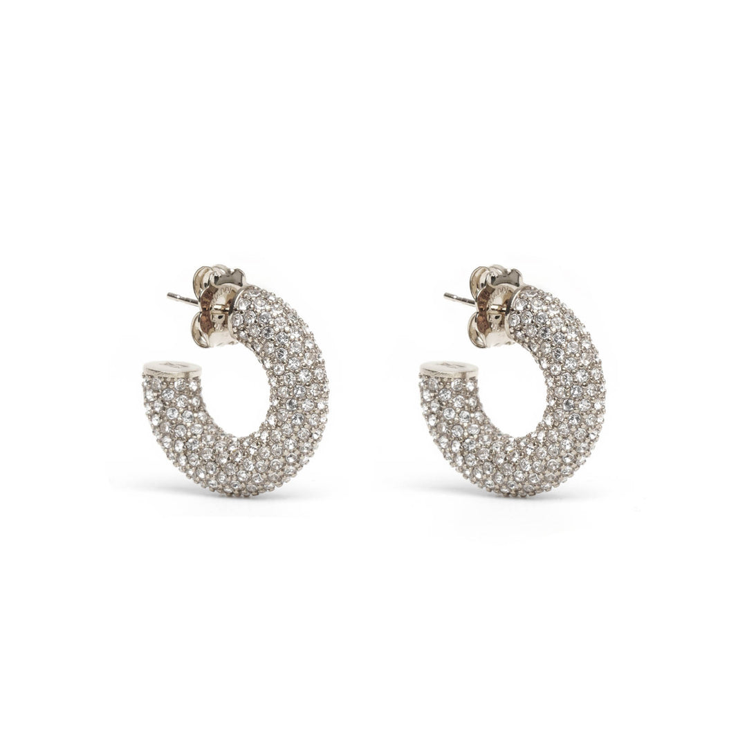 Amina Muaddi | Cameron hoop mini white and silver crystal