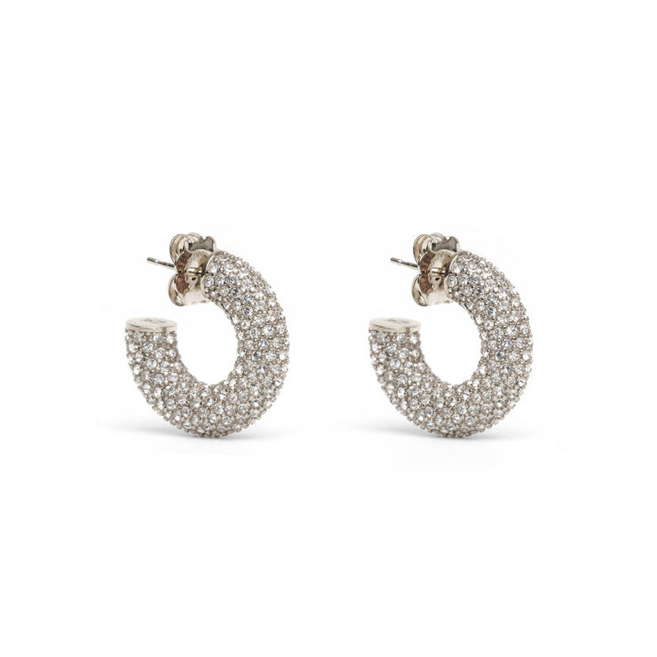 Cameron hoop mini white and silver crystal earrings