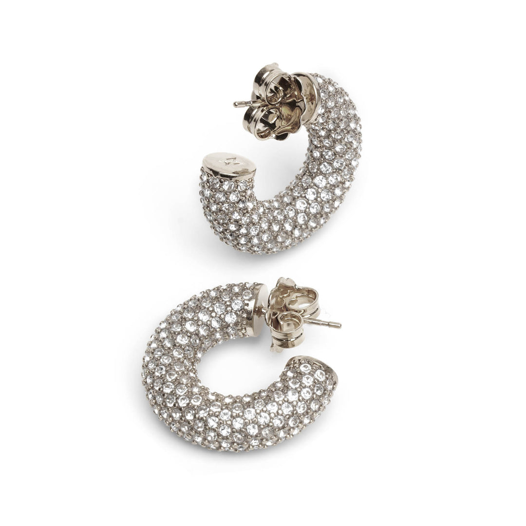 Amina Muaddi | Cameron hoop mini white and silver crystal