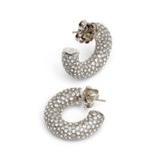 Cameron hoop mini white and silver crystal earrings