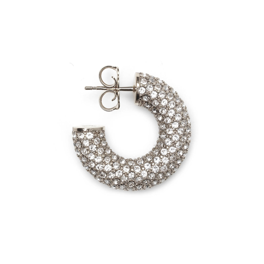Amina Muaddi | Cameron hoop mini white and silver crystal
