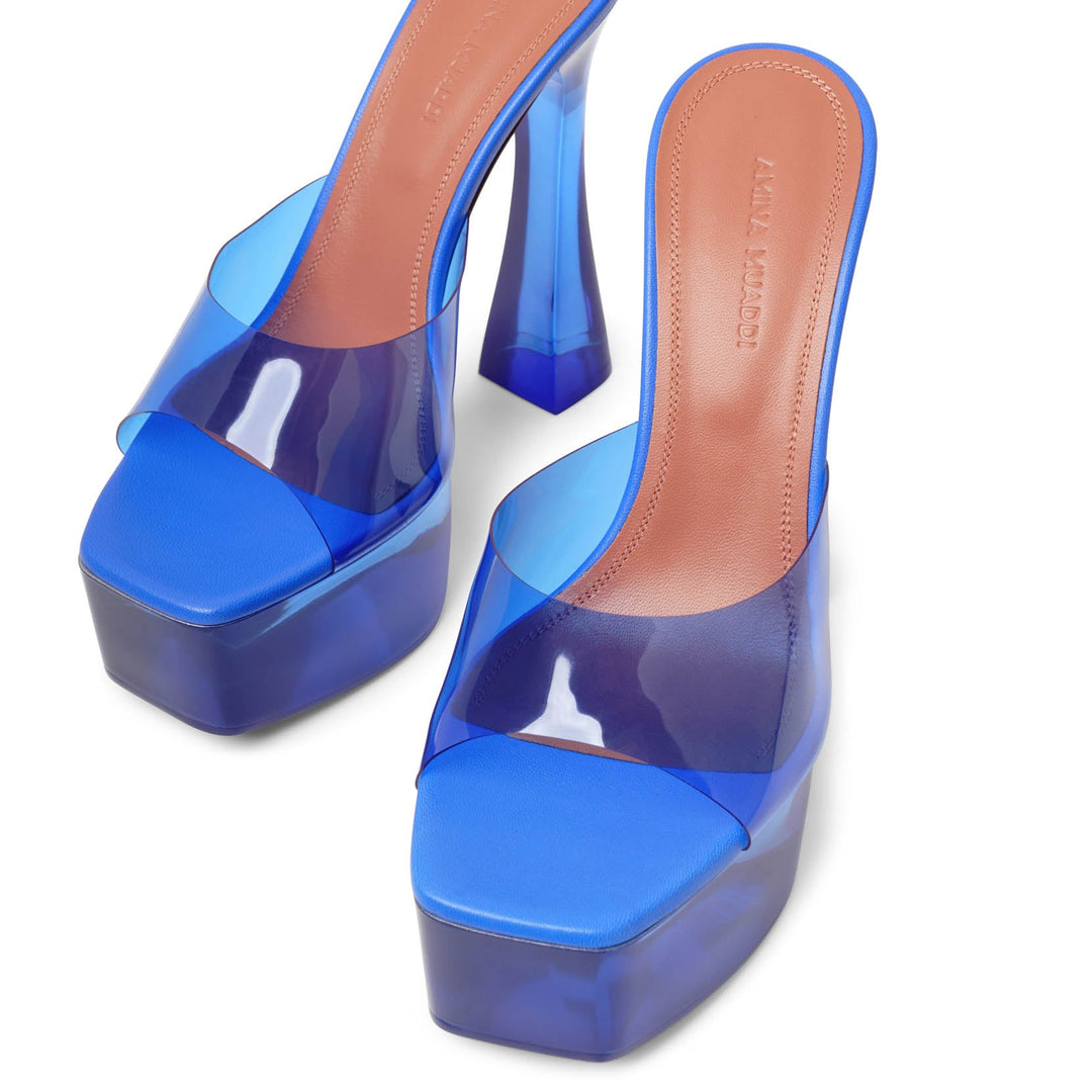 Amina Muaddi | Dalida blue pvc mule sandals | Savannahs