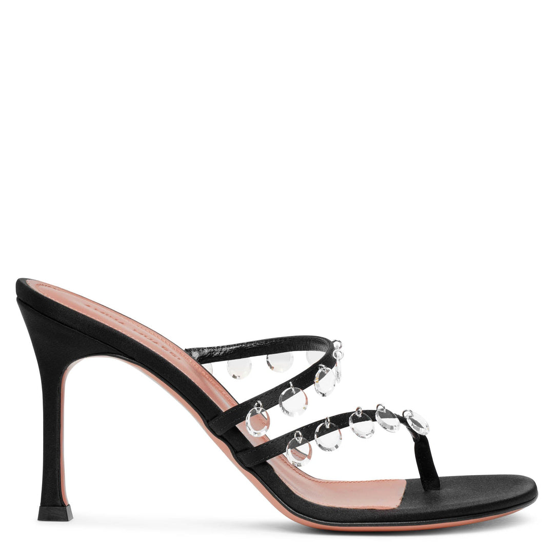 Amina Muaddi | Tina black satin mules | Savannahs