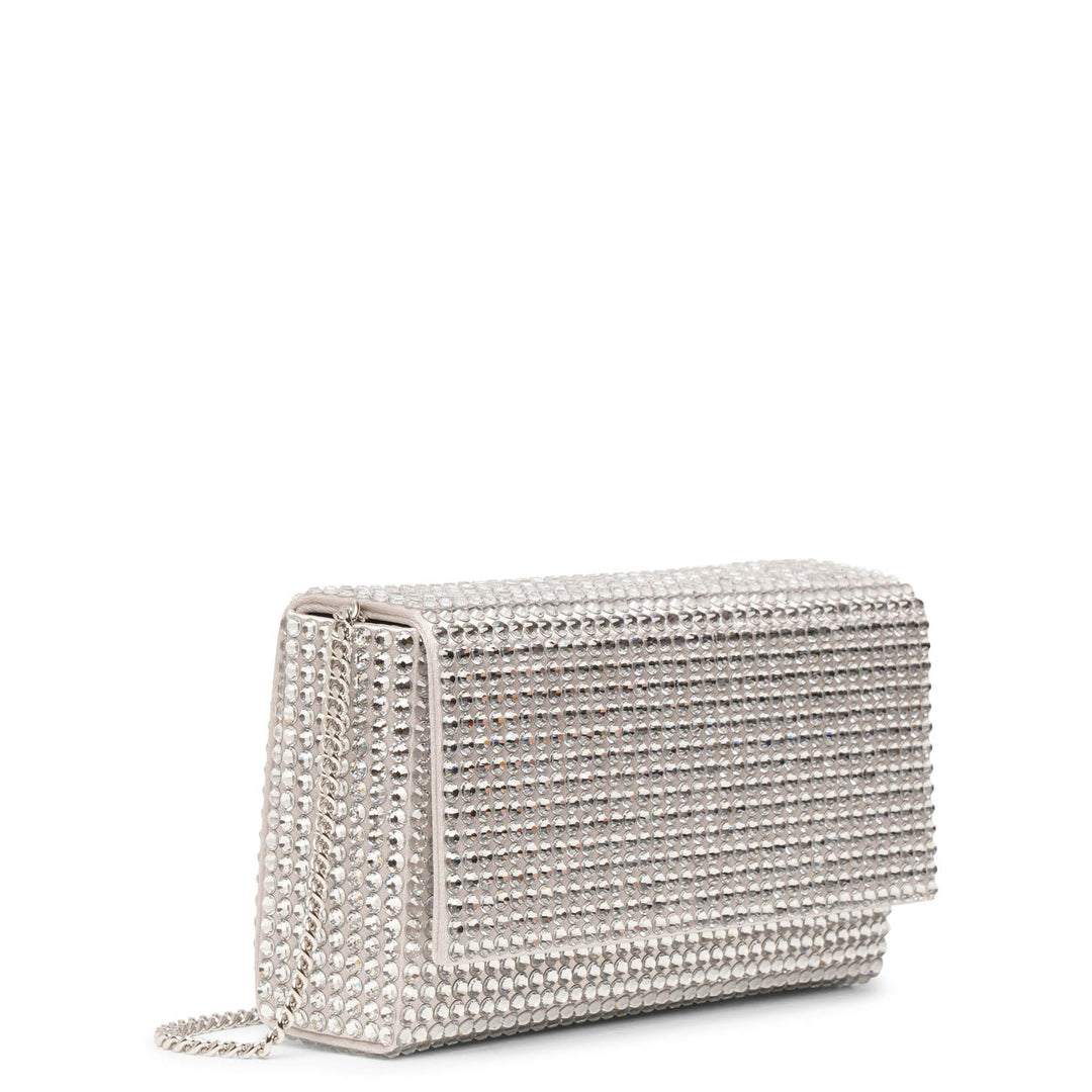 Amina Muaddi | Superamini Paloma silver crystal clutch