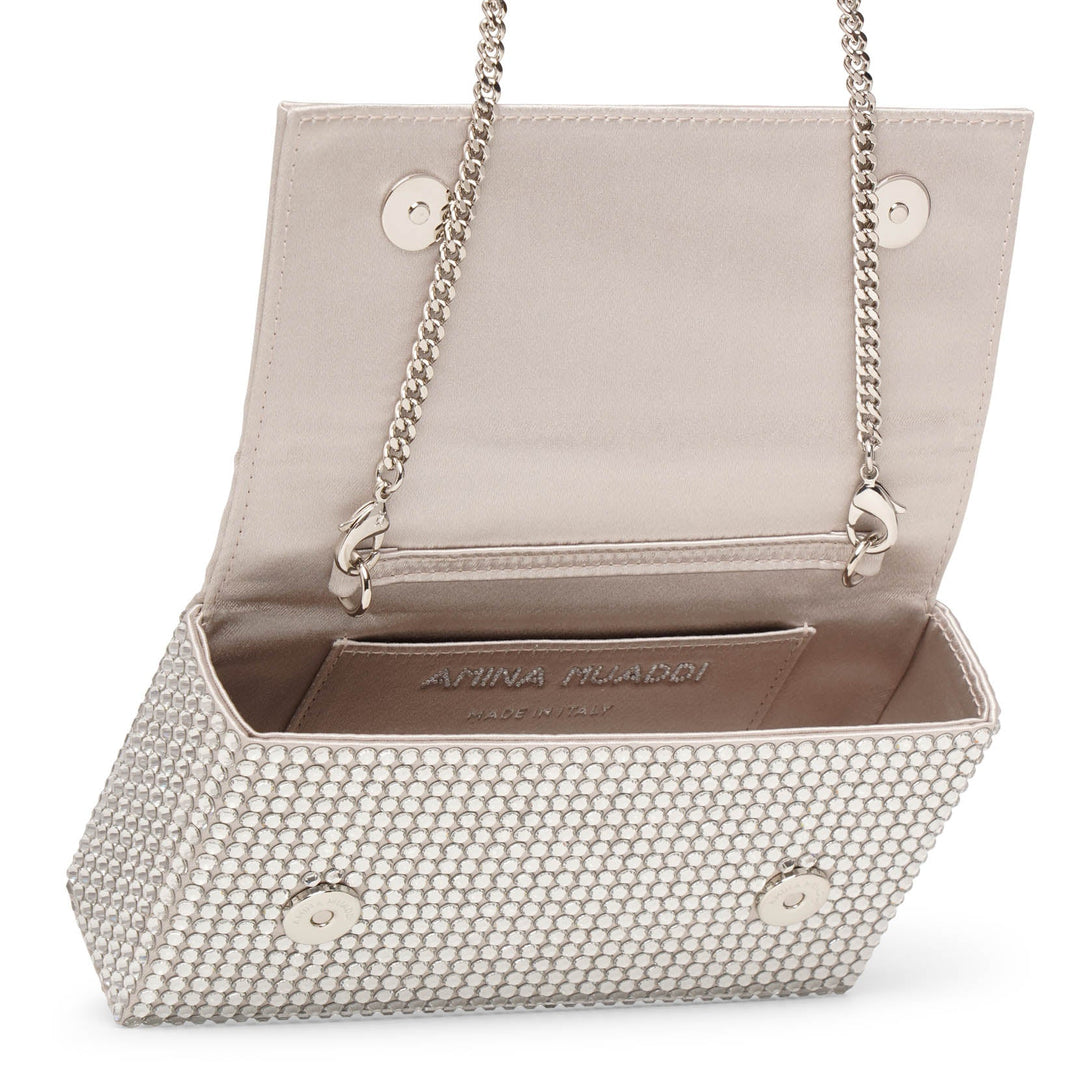 Amina Muaddi | Superamini Paloma silver crystal clutch