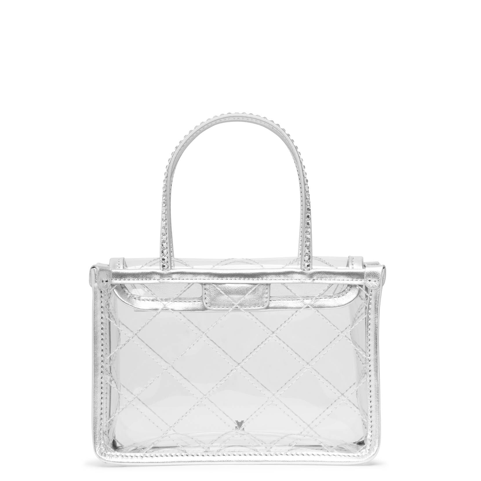 AMINA MUADDI ハンドバッグ Ami Mini Crystal Shoulder Bag Silver Satin And White Crystals