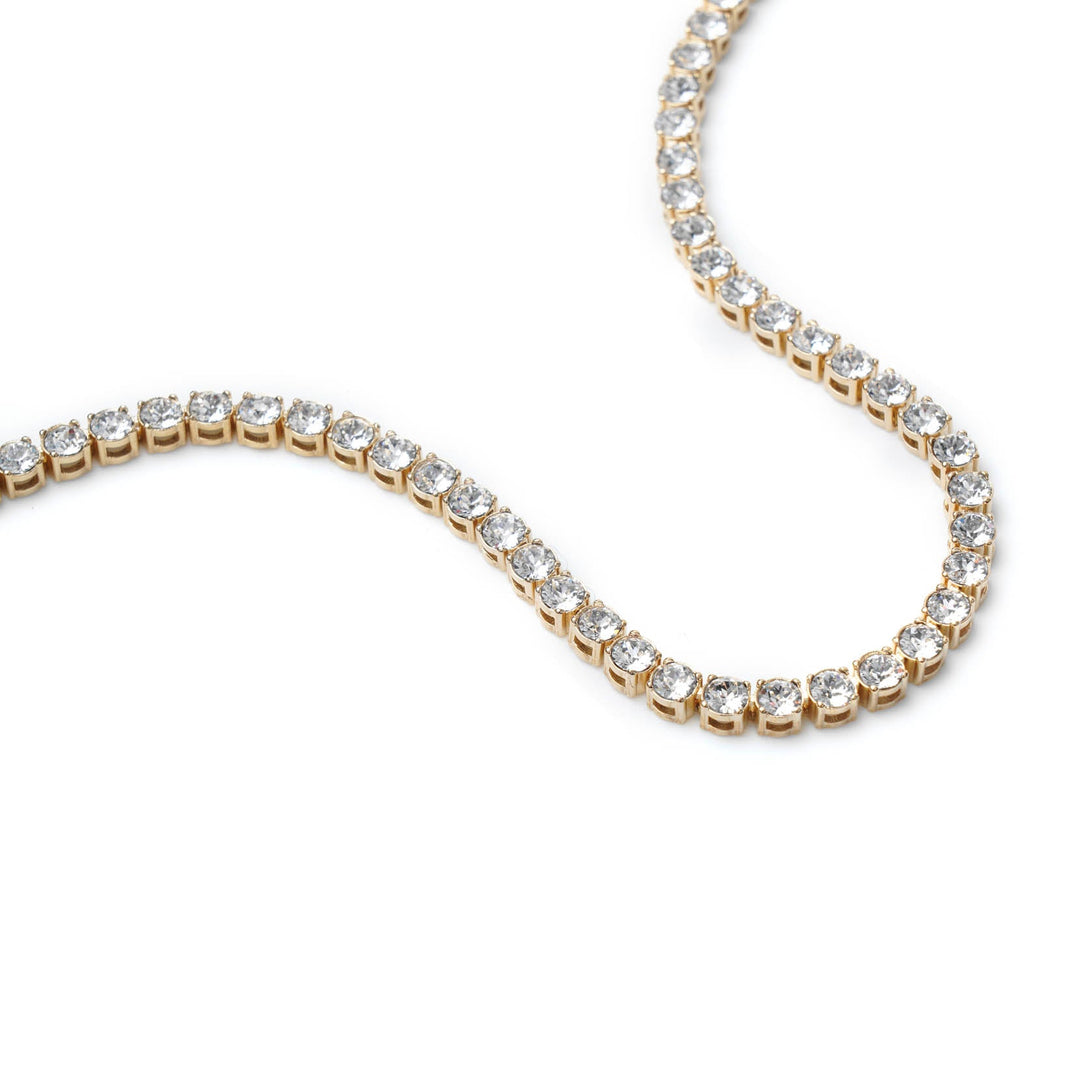 Amina Muaddi | Tennis anklet white and gold crystals | Savannahs