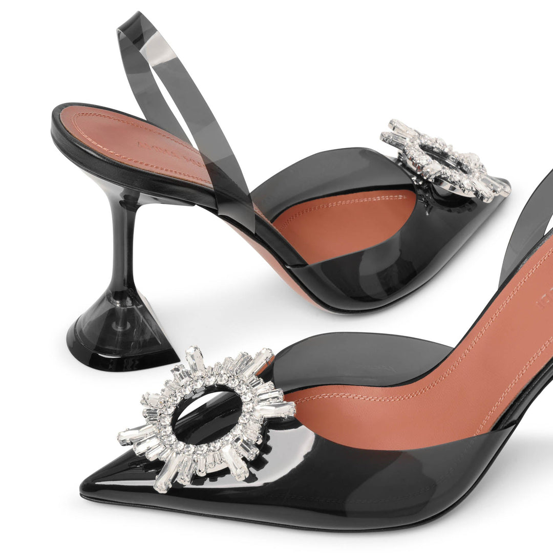 レビュー高評価の商品!の商品をすべて Amina Muaddi | Begum sling crystal embellished black pvc 靴