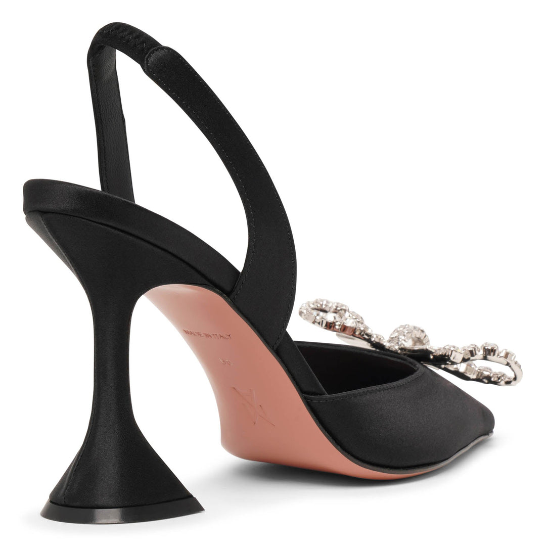 Amina Muaddi | Rosie sling embellished black satin pumps