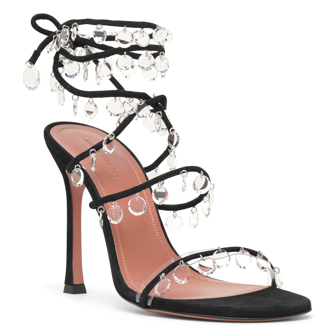 Amina Muaddi | Tina lace up black suede sandals | Savannahs
