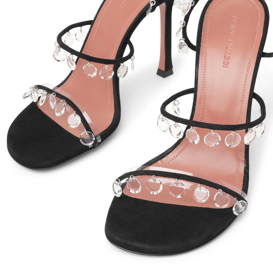 Amina Muaddi | Tina lace up black suede sandals | Savannahs