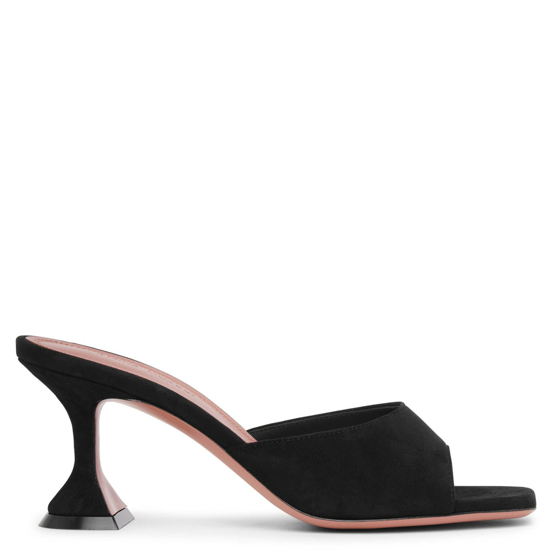 Amina Muaddi | Lupita 70 black suede mule sandals | Savannahs