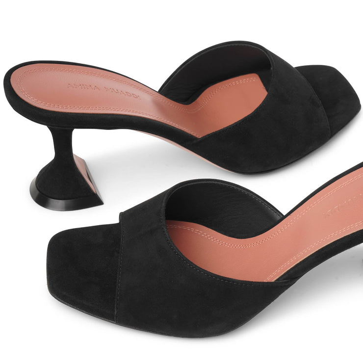 Amina Muaddi, Lupita 70 black suede mule sandals