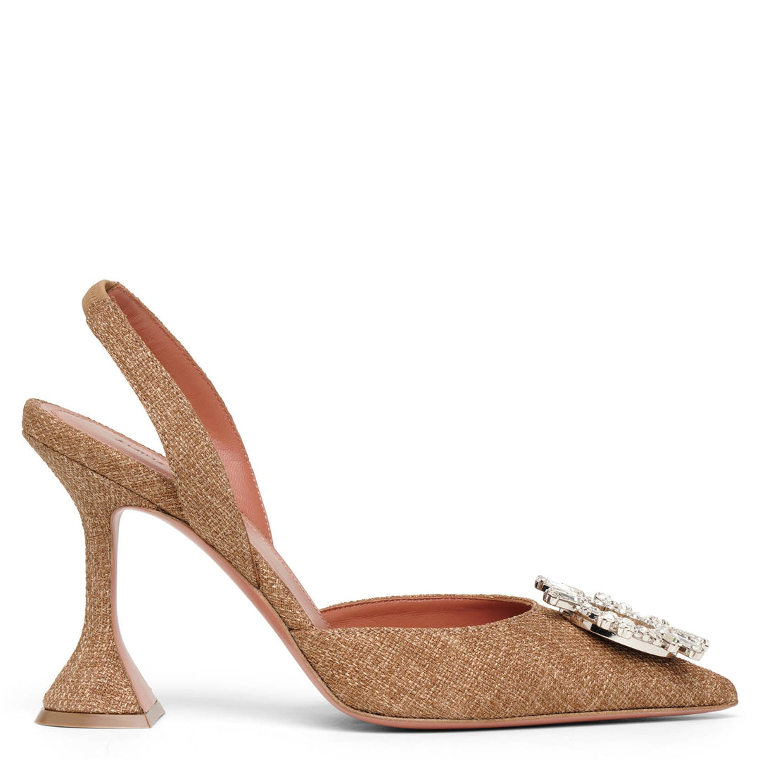 Amina Muaddi | Begum sling 95 beige canvas pumps | Savannahs